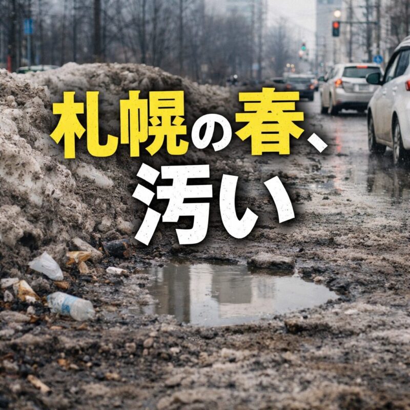 札幌の春　汚い